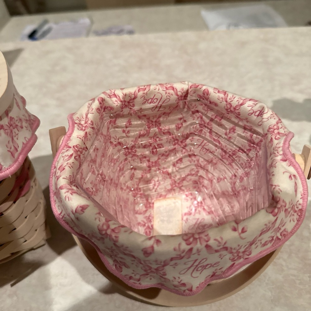 Longaberger Handmade Woven Baskets with Pink Accents Breast Cancer Awareness - Picture 3 of 4